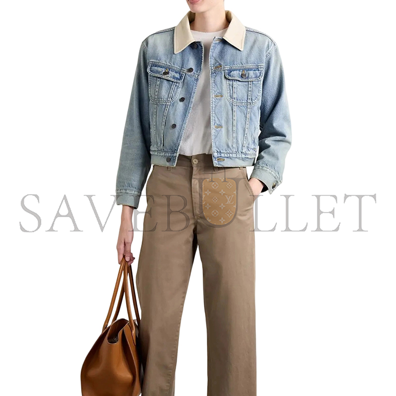 THE ROW JORAS TWILL-TRIMMED DENIM JACKET